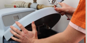 plumber repairing water softener